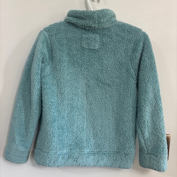 Mini Boden Girls Size 11-12 Fuzzy Sherpa Full Zip Up Jacket turquoise - Picture 7 of 7